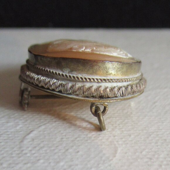 Antique, Victorian style, Shell Cameo, Brooch/Pendant, Silver - Picture 8 of 10